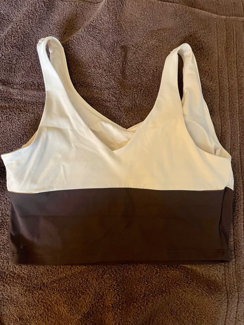 NWOT Old Navy Two-Tone White and Brown Seamless Crop Bralette, Size Large